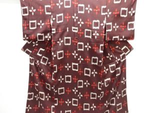 大正ロマン　松に花模様織り出しお召着物